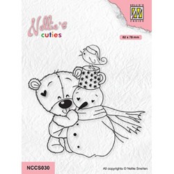(NCCS030)Nellie`s Choice Clearstamp - Snowman with bear